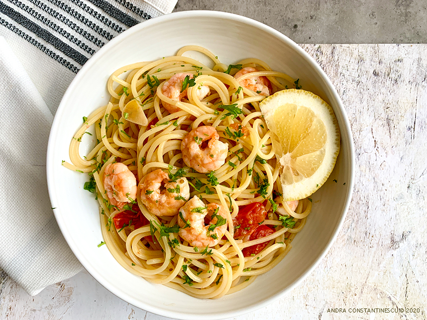 Spaghetti with Prawns Easy Dinner Recipe Mint & Rosemary